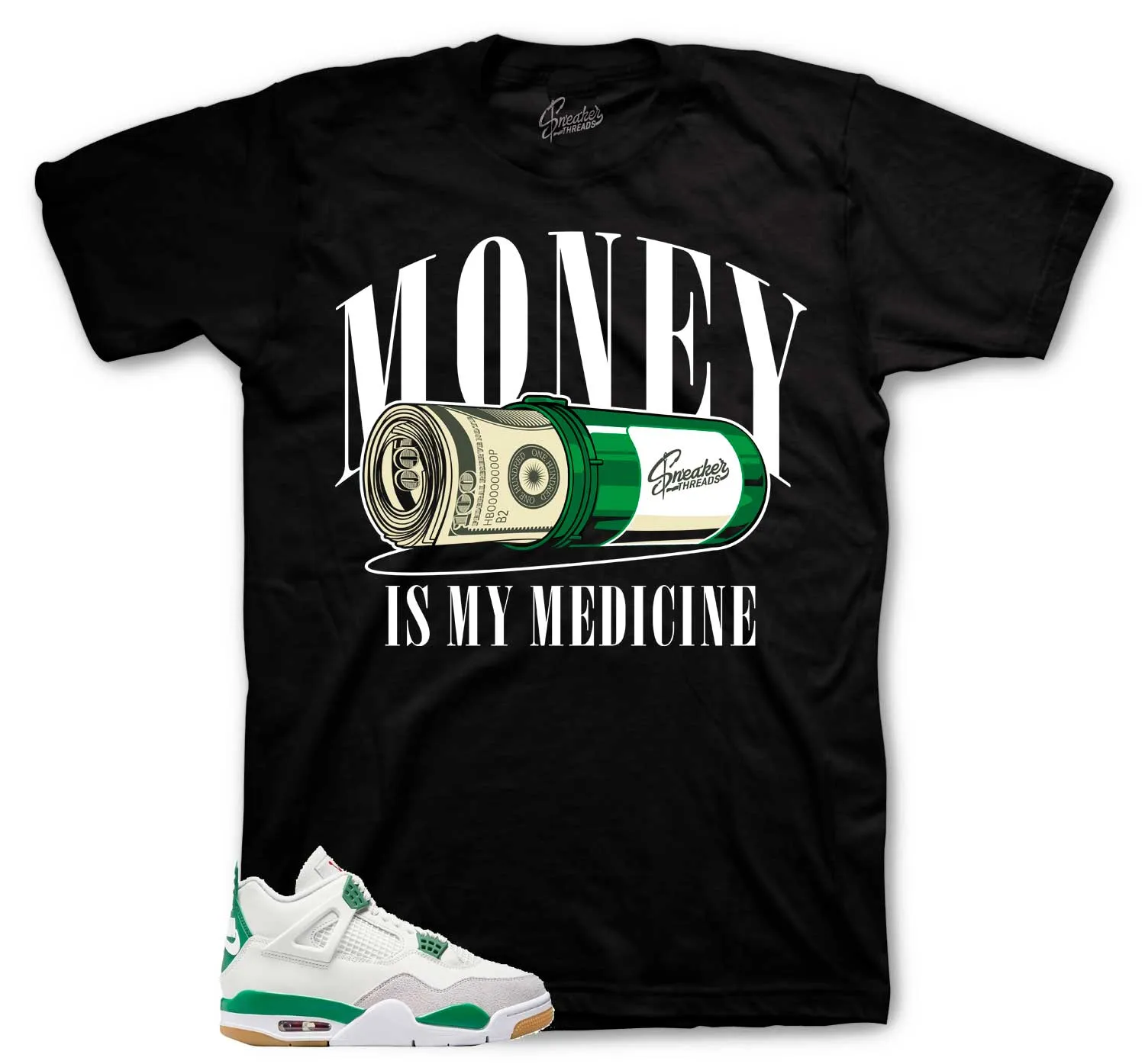 Retro 4 SB Pine Green Money Medicine Shirt