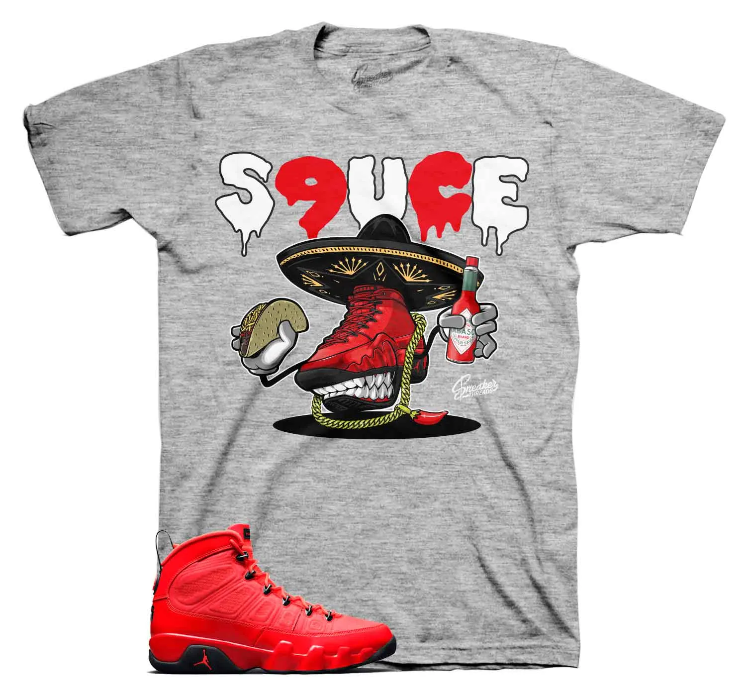 Retro 9 Chile Red Sauce Kicks Shirt