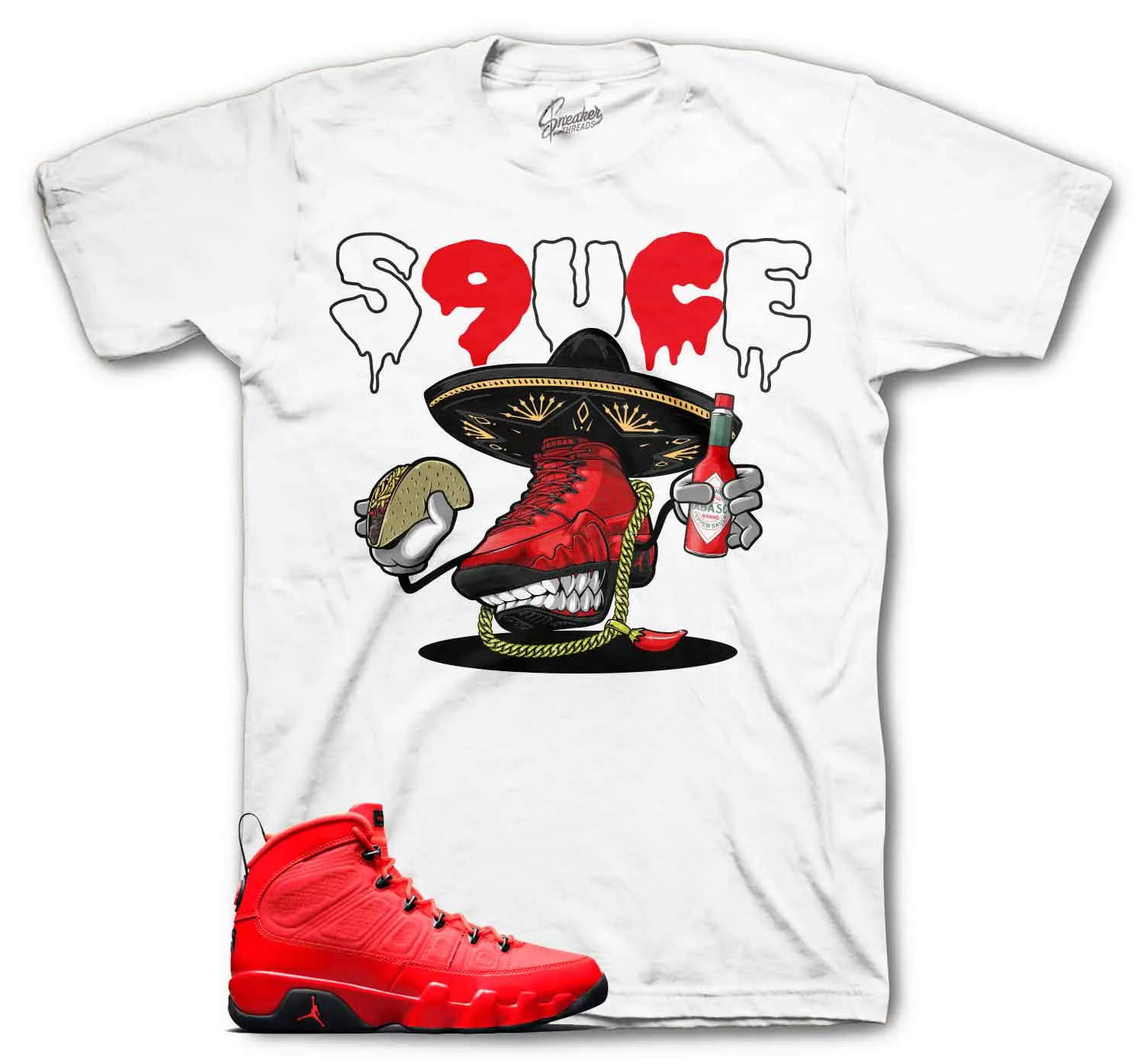 Retro 9 Chile Red Sauce Kicks Shirt