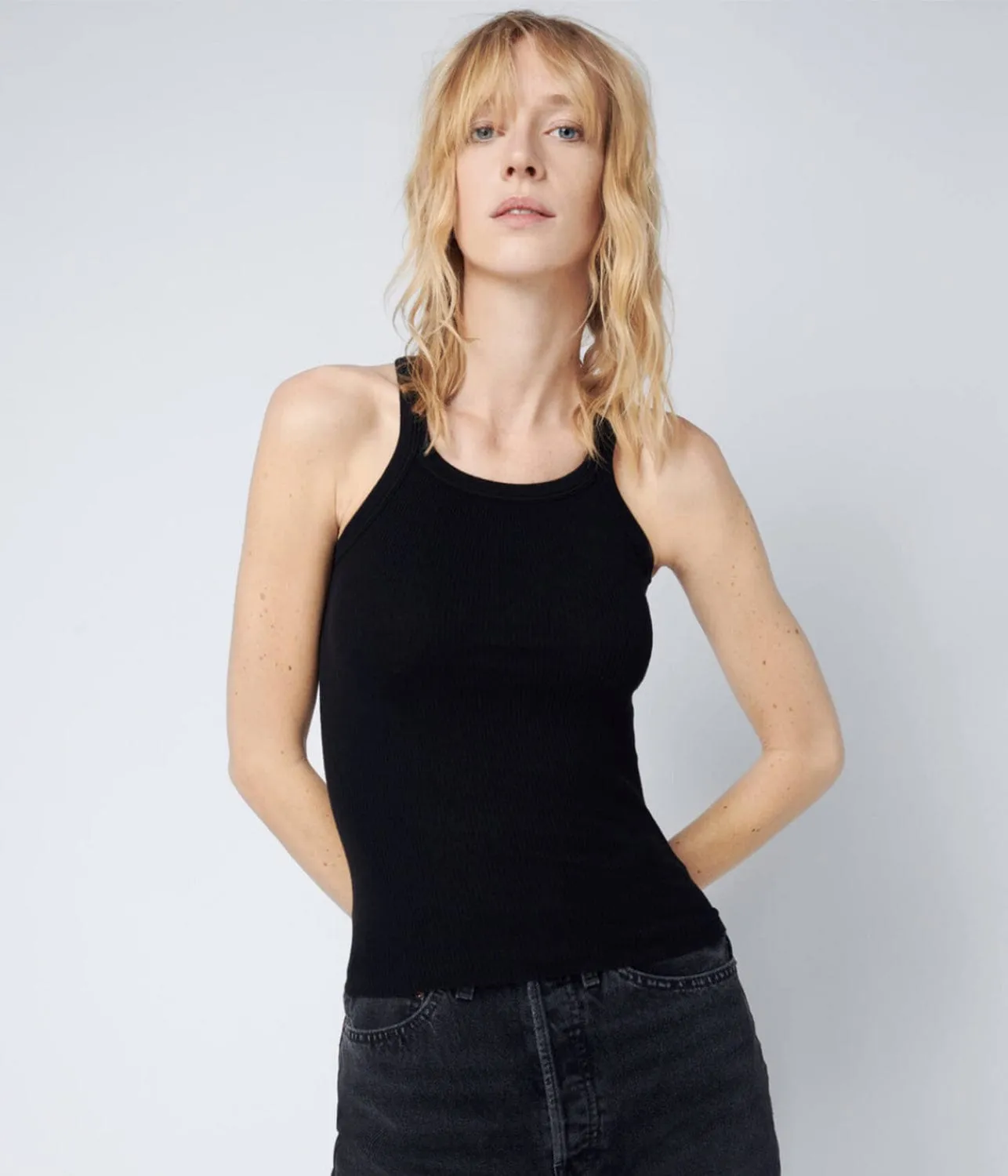 RIBBED TANK- BLACK