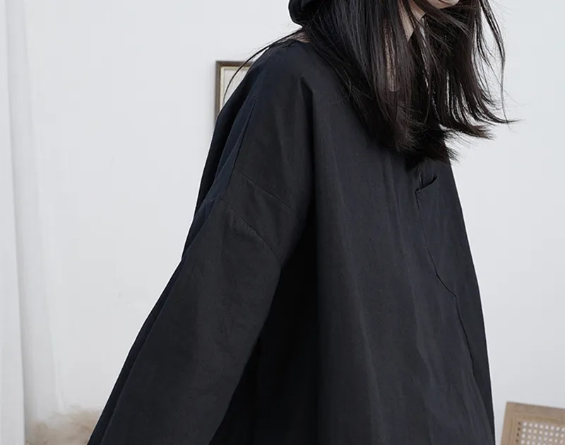 Saburo Irregular Long Sleeve Shirt - Black