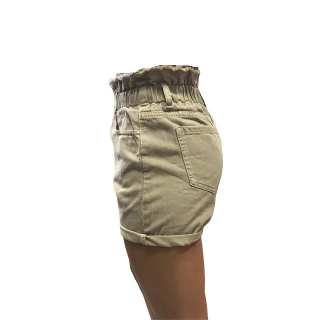 Smithy's Bermuda shorts for women in denim with high elastic waistband WBD641 beige