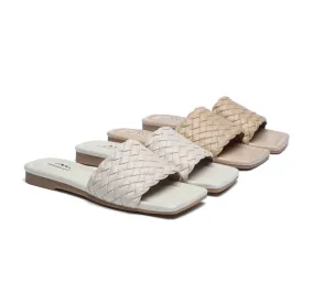 TARRAMARRA Open Square Toe Woven Flat Sandals Women Taunia