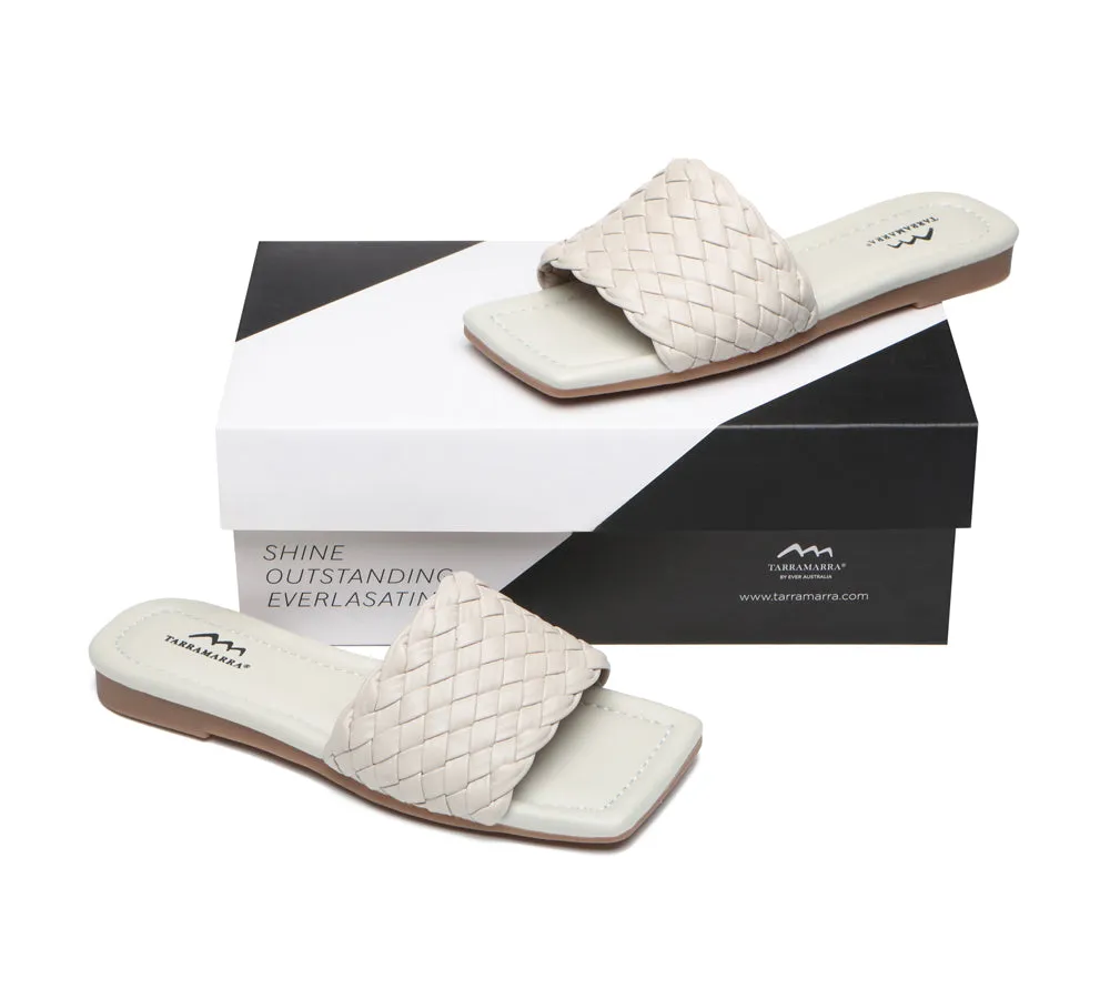 TARRAMARRA Open Square Toe Woven Flat Sandals Women Taunia