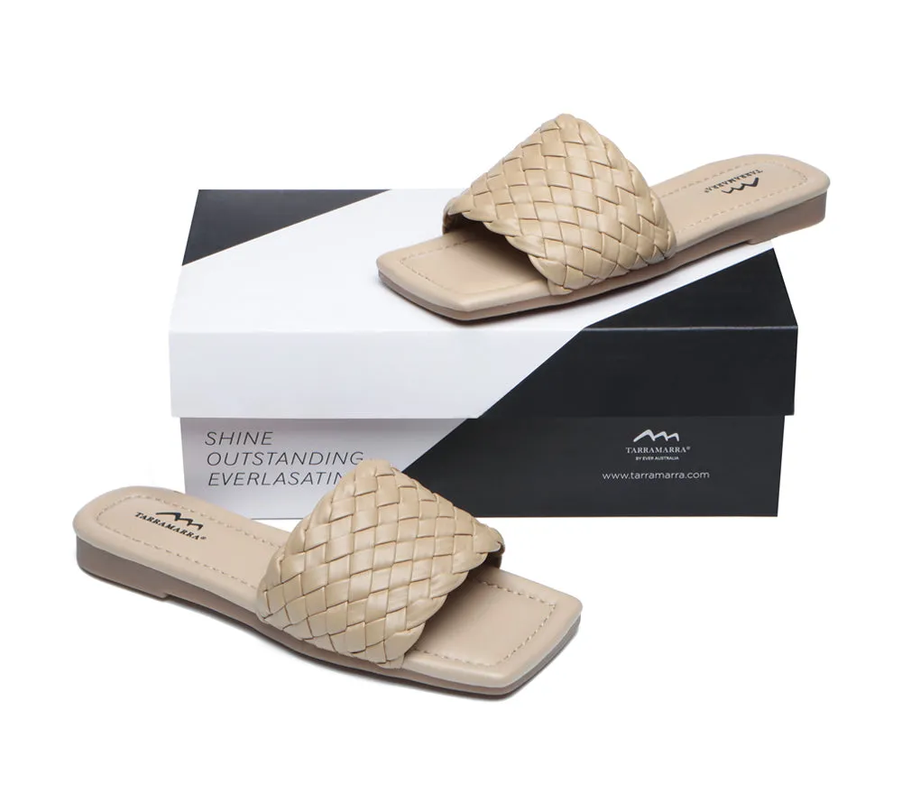 TARRAMARRA Open Square Toe Woven Flat Sandals Women Taunia