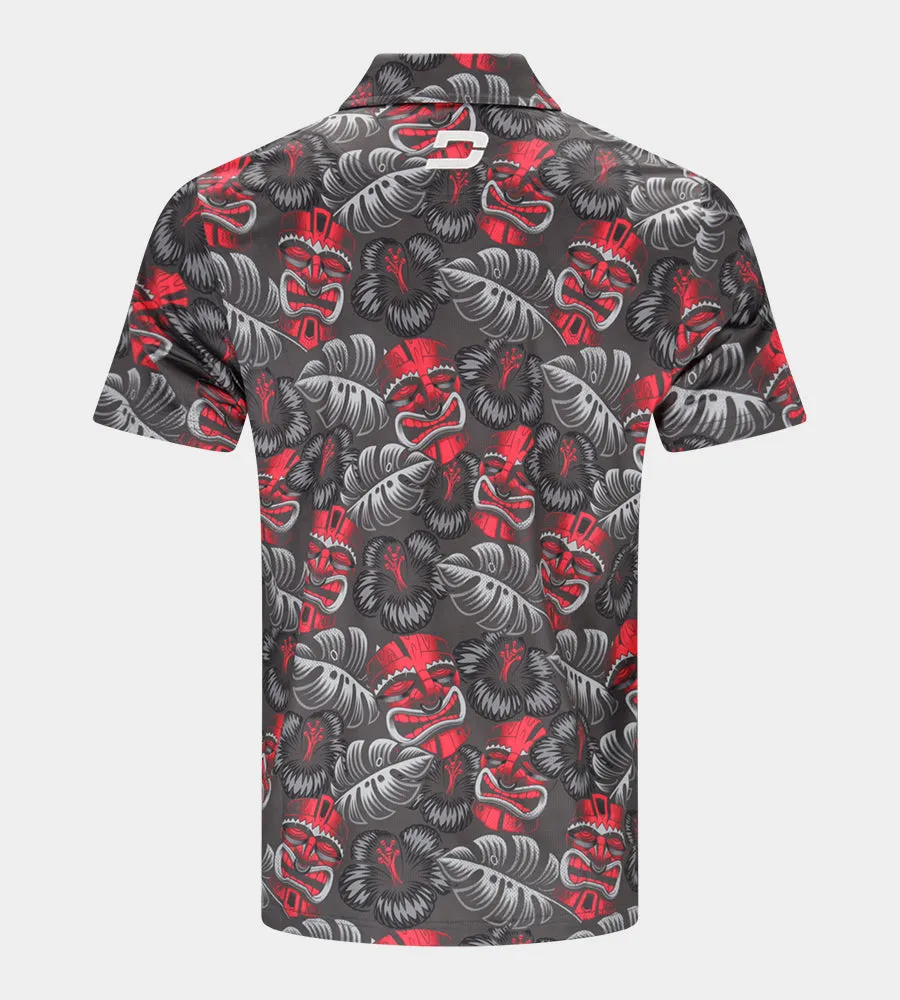 TIKI POLO - CHARCOAL / RED