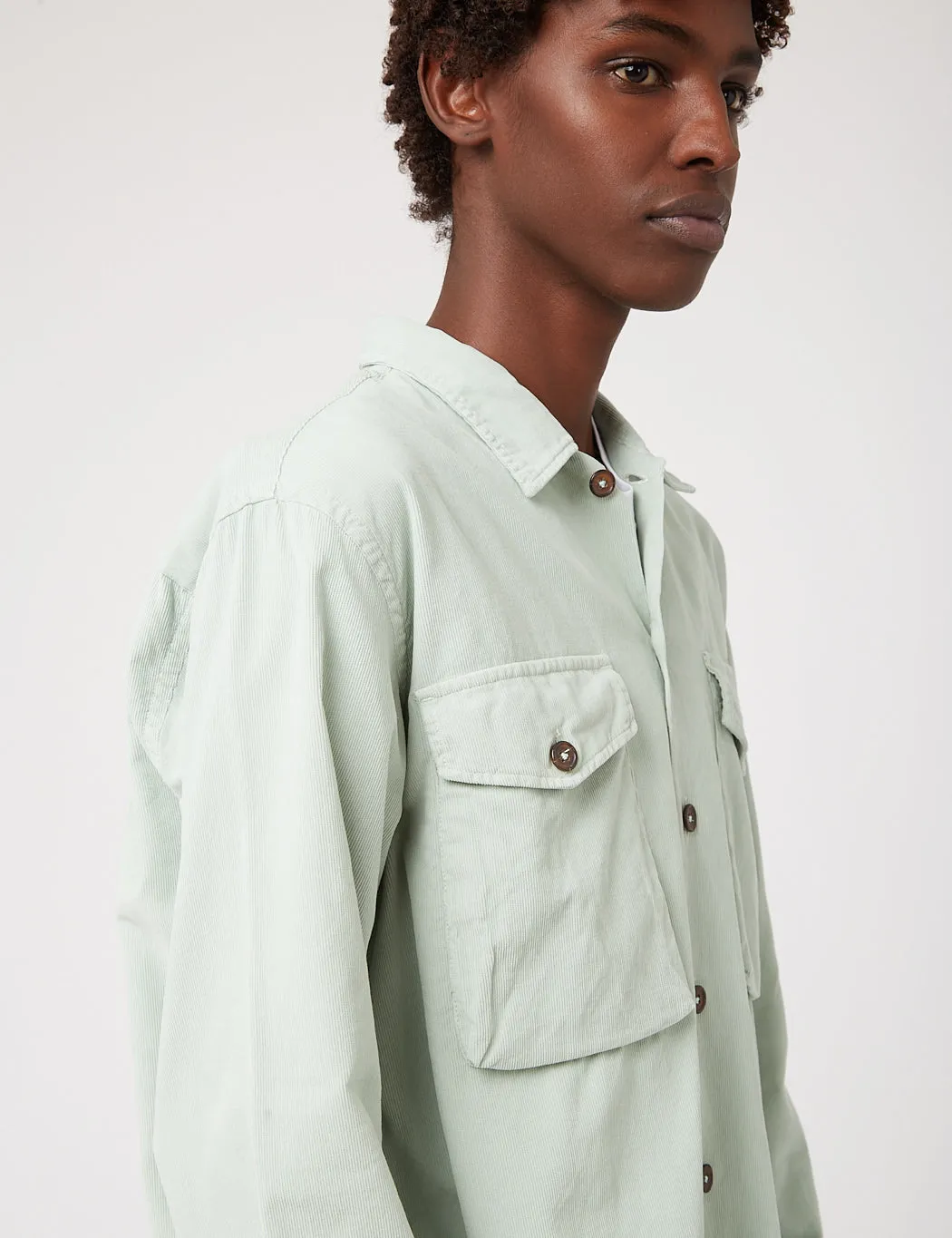 Universal Works Treck Shirt (Fine Corduroy) - Cool Green