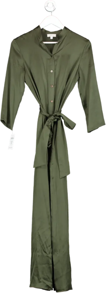 Valle   Vik Green Silk Shirt Dress UK S