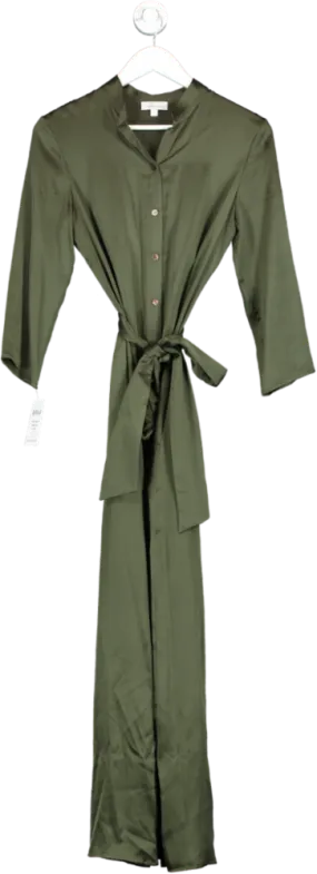 Valle   Vik Green Silk Shirt Dress UK S