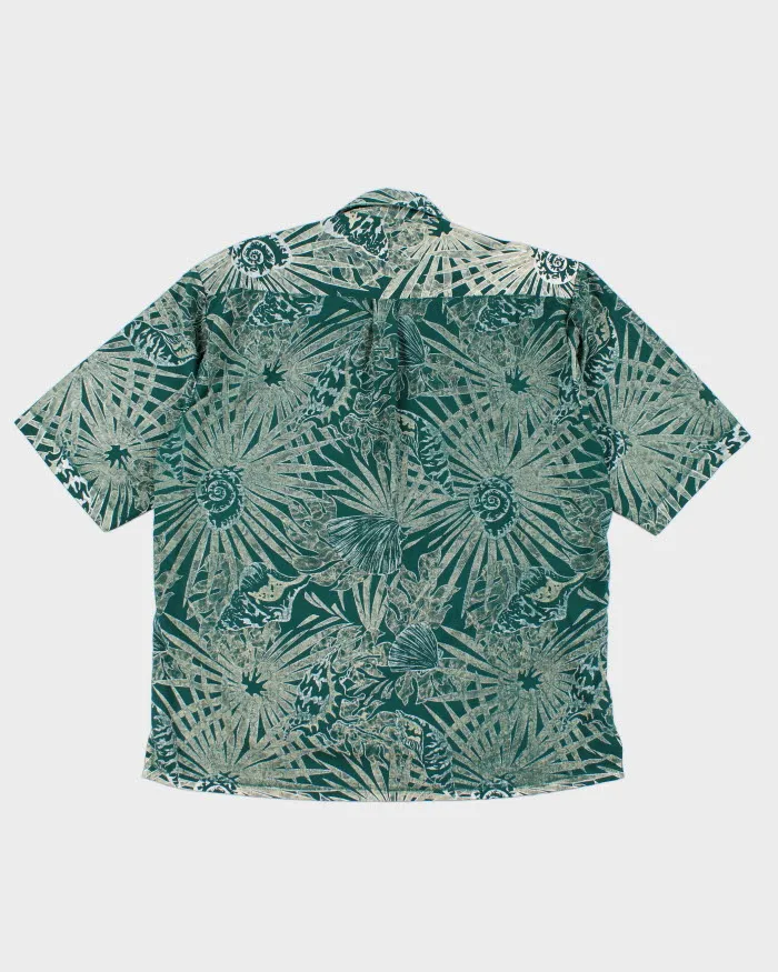 Vintage Men's Green Hawaiian Print Shirt - S