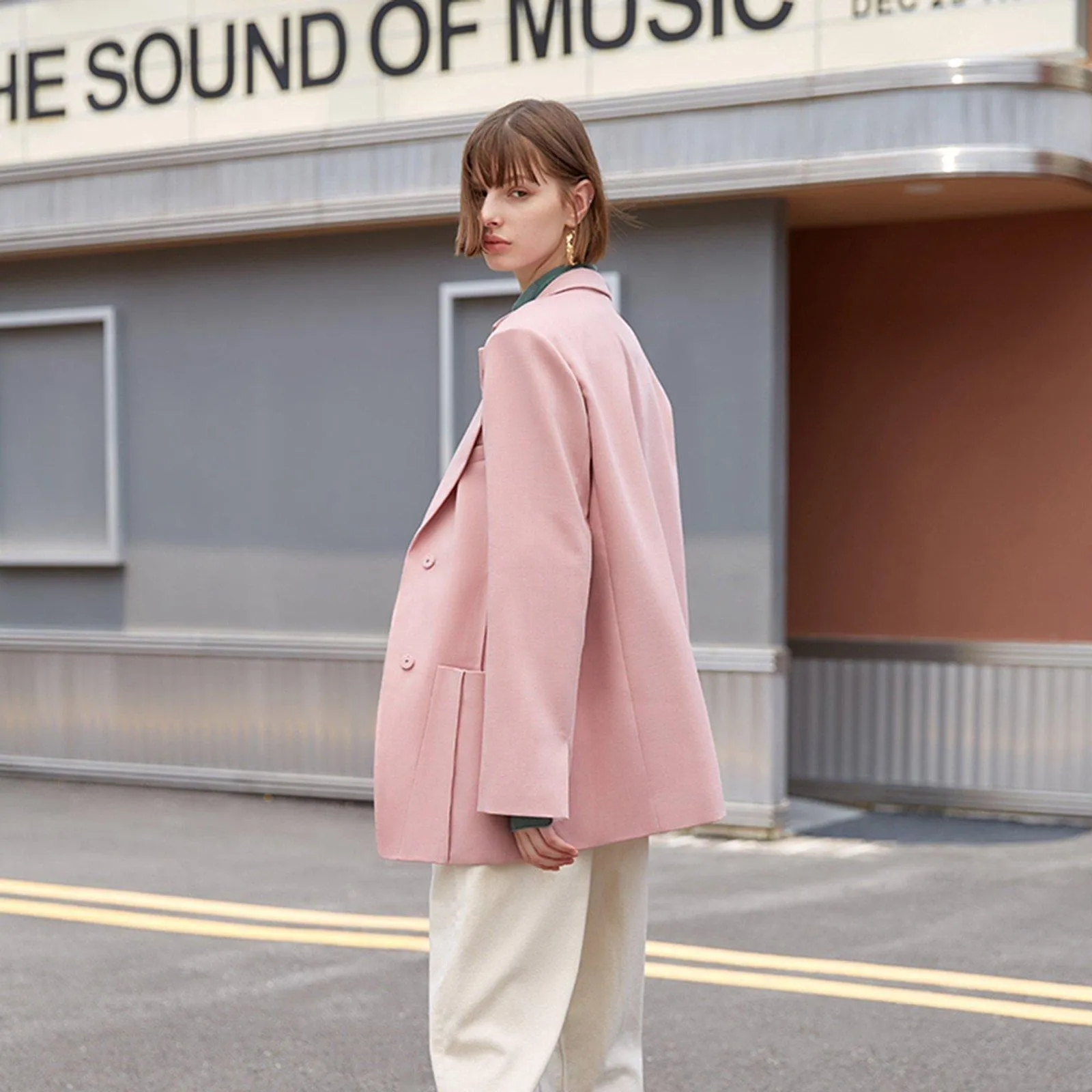 Women Suit,Pink Blazer,Women Windbreaker,loose suit,Cotton Blend Blazer Jacket,Office Lady Coat,Oversize Blazer coat,Spring Autumn outfits