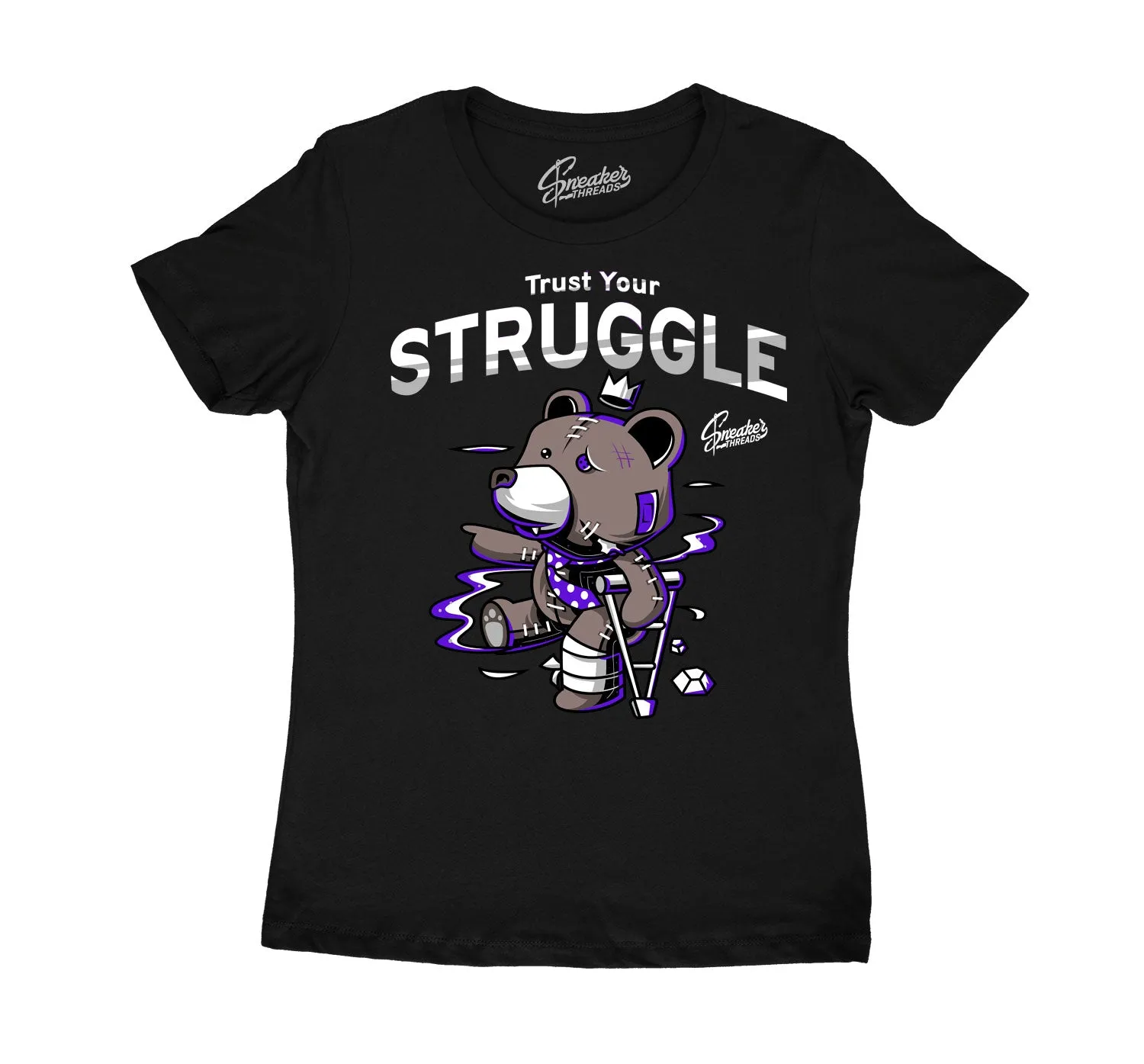 Womens Court Purple 13 Shirt - Trust your Struggle  - Black