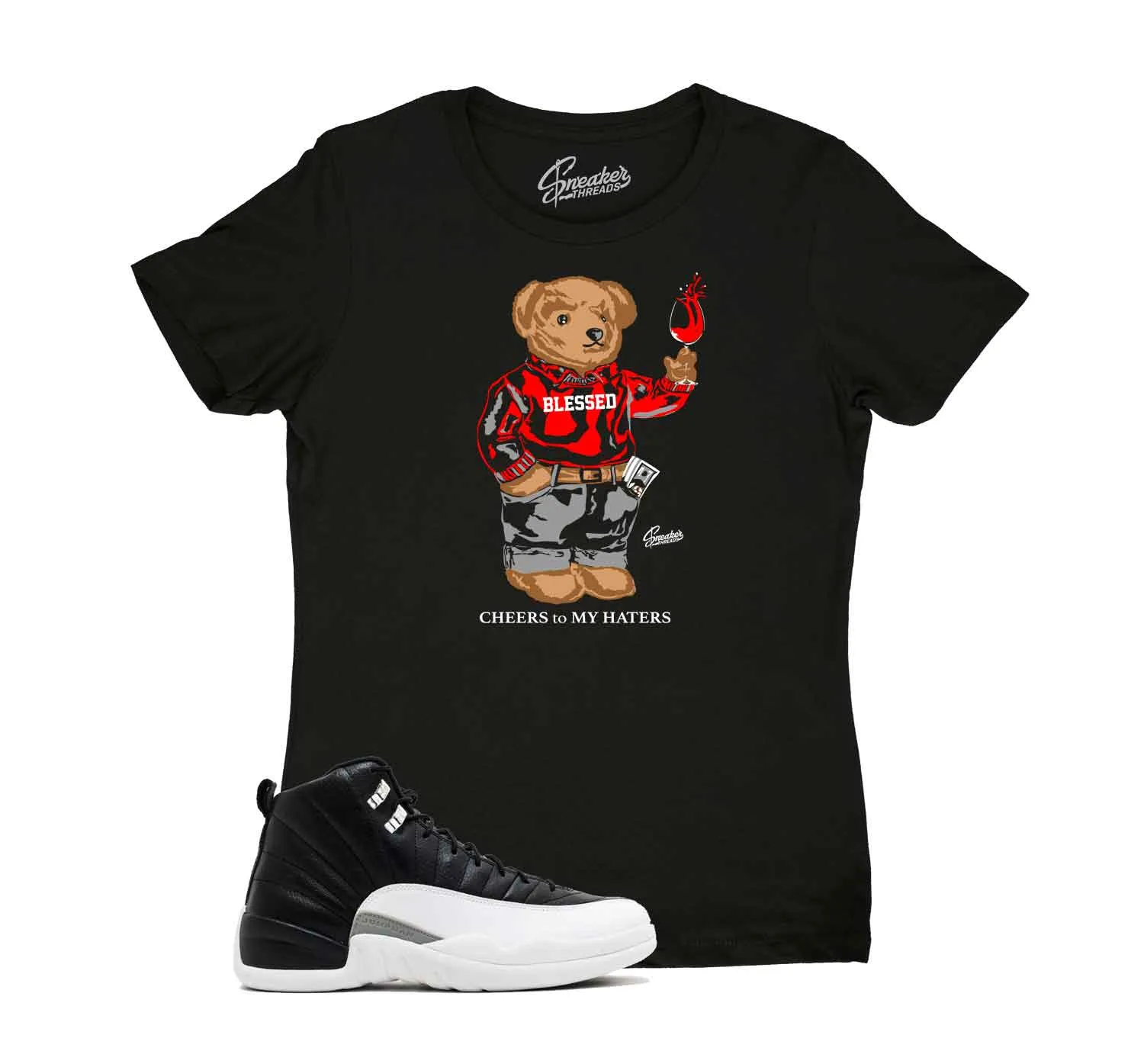 Womens Playoff 12 Shirt - Cheers Bear - Black