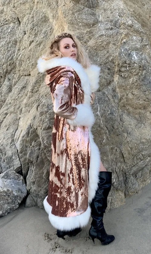 Women's Sequin Temptress Coat in "Rose Gold"