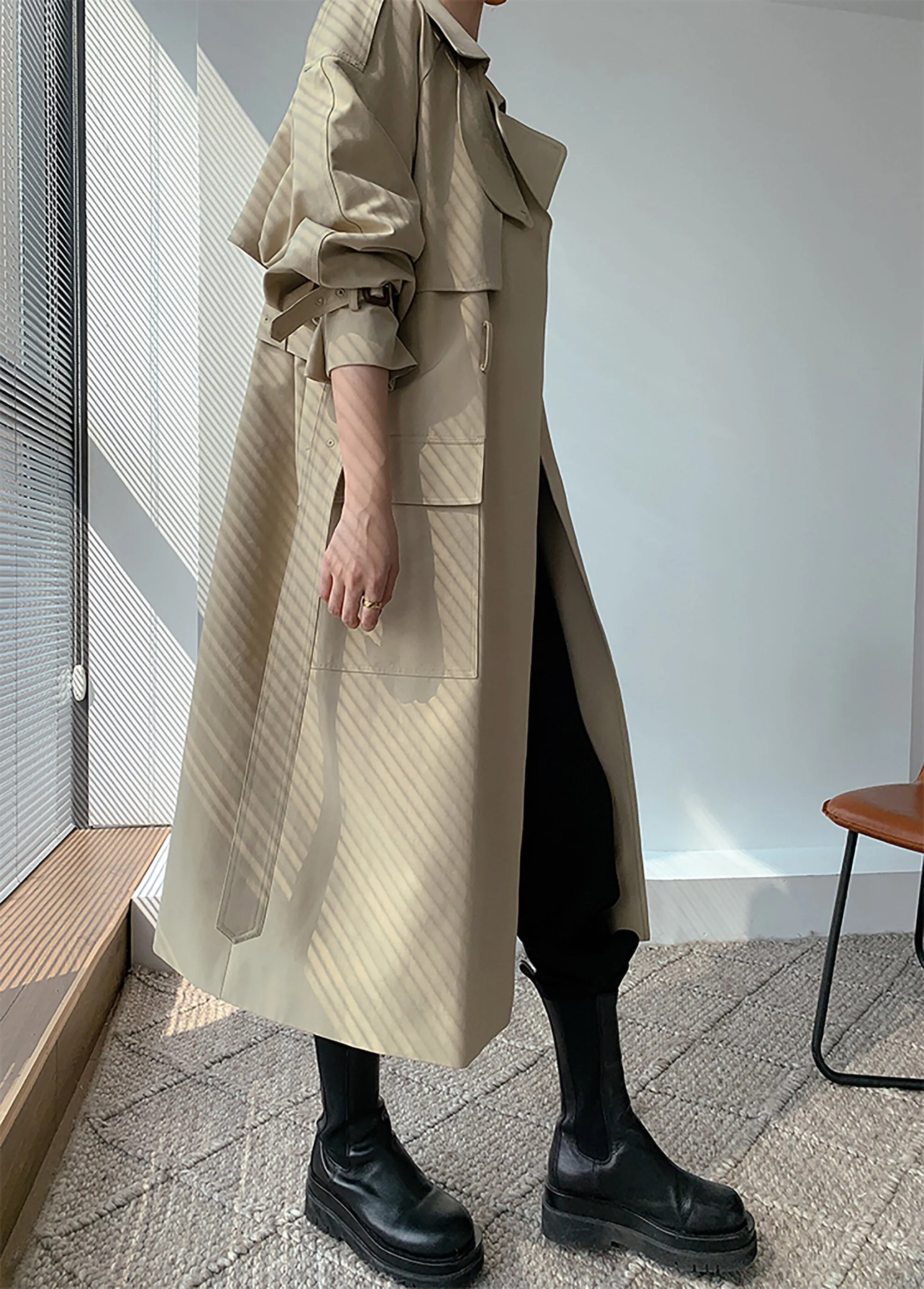 Zoe Gun Flap Bteld Long Trench Coat