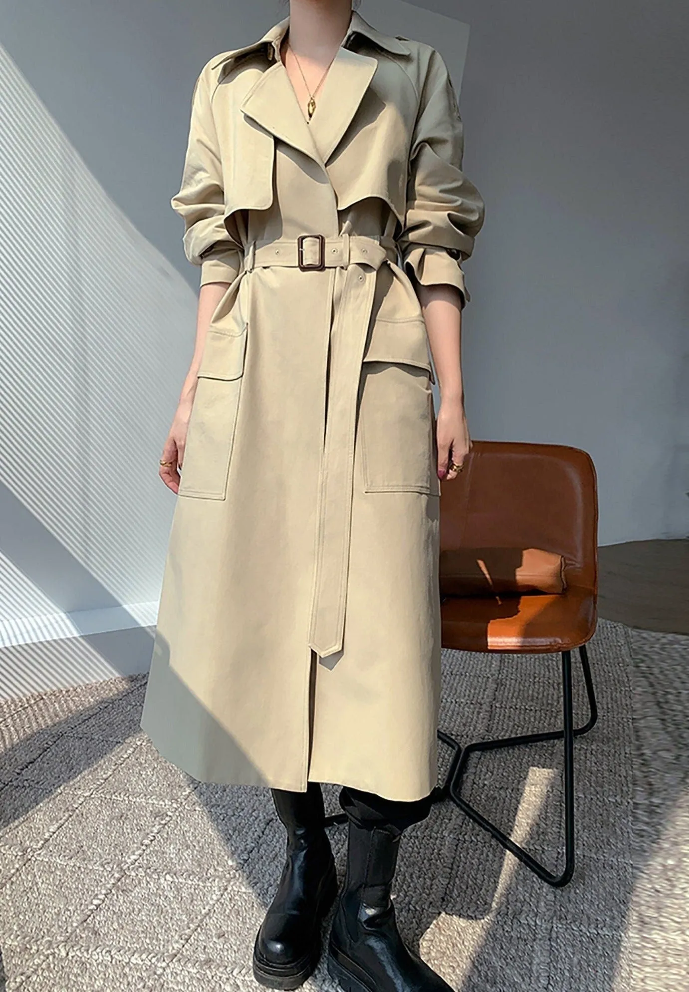 Zoe Gun Flap Bteld Long Trench Coat